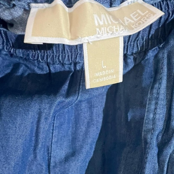 Michael Michael Kors Women's Tie Front Wide Leg Pants Light Cadet Wash Sz L NWT - Picture 6 of 10